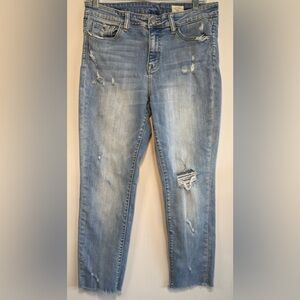 Bridge by Gly Women's Size 29 Mid-Rise Ankle Skinny Jeans Distressed Light Wash
